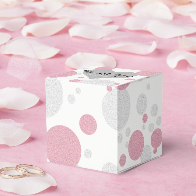 Bröllopsfesten silver och Rosa Polka Dot Shower Presentaskar (Bröllop)