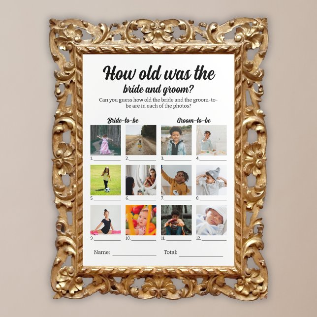 Bröllopsfestens spel hur gammalt det var med groom poster (Wedding Party Game How Old Was Bride And Groom Poster)
