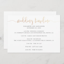 Bröllopsfestens tidslinjeskript. Enkel kalligrafi Inbjudningar