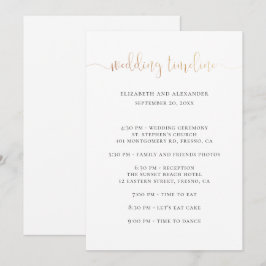 Bröllopsfestens tidslinjeskript. Enkel kalligrafi Inbjudningar