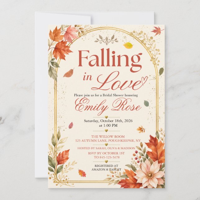 Bröllopsfestinbjudan för Höstblommor - Falling in  Inbjudningar (Framsida)