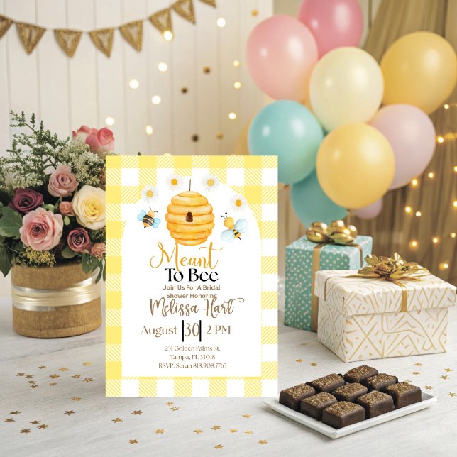 Bröllopsfestinladan Meant to Bee Inbjudningar (Meant to Bee Bridal Shower Invitation. )