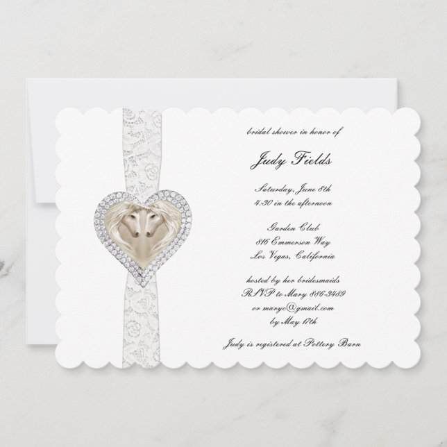 Bröllopsfestinladan med enhörning och spetsar inbjudningar (Framsida)