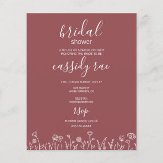 Bröllopsfestinladning Budget Boho Blomma Flyer