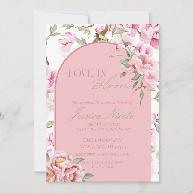 Bröllopsfestinladning för Love In Bloom Inbjudningar (Framsida)