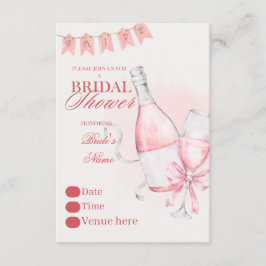 Bröllopsfestinladning med Rosa Champagne-tema Inbjudningar