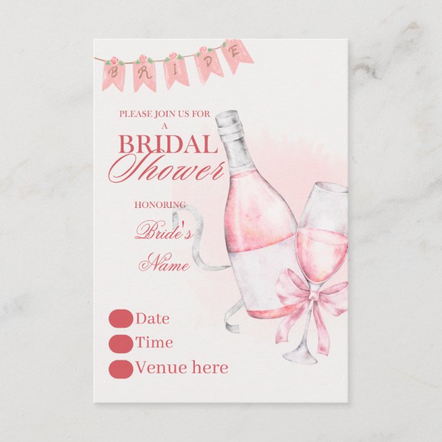 Bröllopsfestinladning med Rosa Champagne-tema Inbjudningar (Framsida)