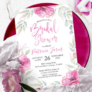 Bröllopsfestinladningar Rosa Blommig Krans Inbjudningar