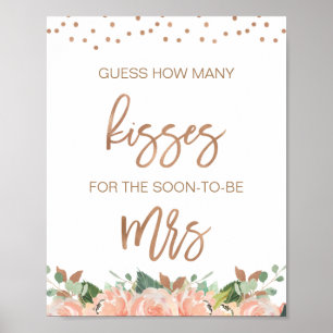 Bröllopsfestival med blommotiv Gissa hur många kys Poster