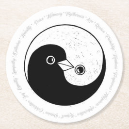 BRÖLLOPSFESTKUSTFARTYG. duvor för b/w YinYang Underlägg Papper Rund