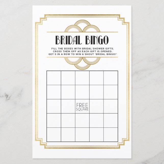 Bröllopsfestspel Bingo Spel Bröllop Art Deco (Framsida)
