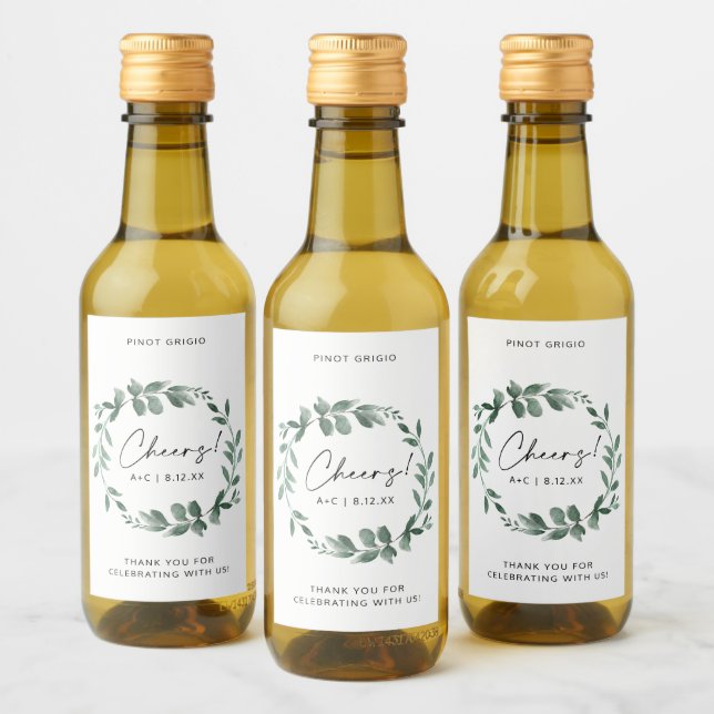 Bröllopsfirande Grönskande Krans Bröllopsfirande Vinetikett (Flaskor)