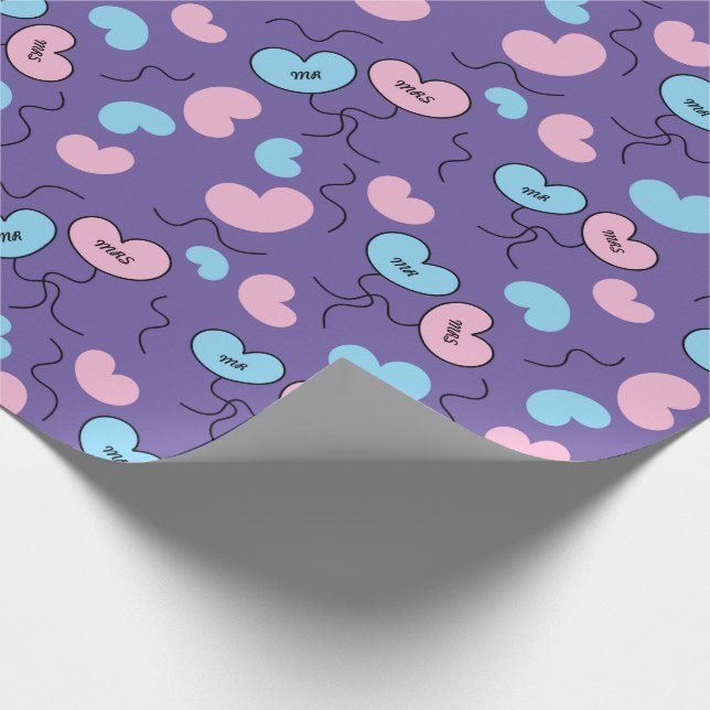 Bröllopsfirande med Mr and Mrs Ballonger Lila Söml Presentpapper (Hörn)