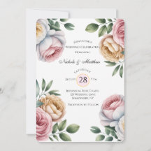 Bröllopsfirande med rosor i rosa och elfenben