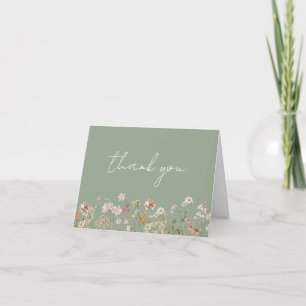Bröllopsfirande Sälggrön äng Vildblomma Tack Kort