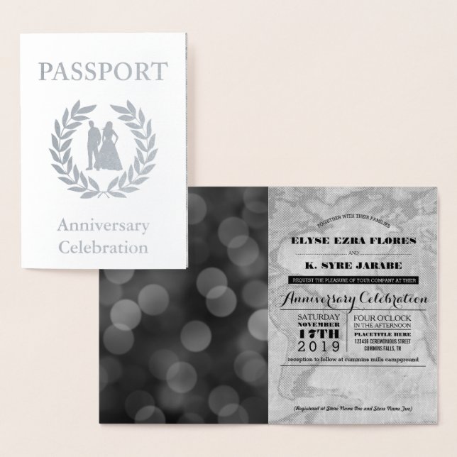 Bröllopsfirande Silver Pass Folierat Kort (Display)