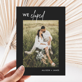 Bröllopsfirande Svart Vi Gifta Oss Utan Bröllop An Inbjudningar