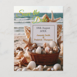 Bröllopsfirande vid havet på stranden meddelande vykort