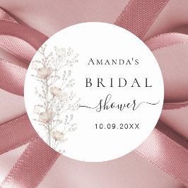 Bröllopsfirande vild blomning beige runt klistermärke