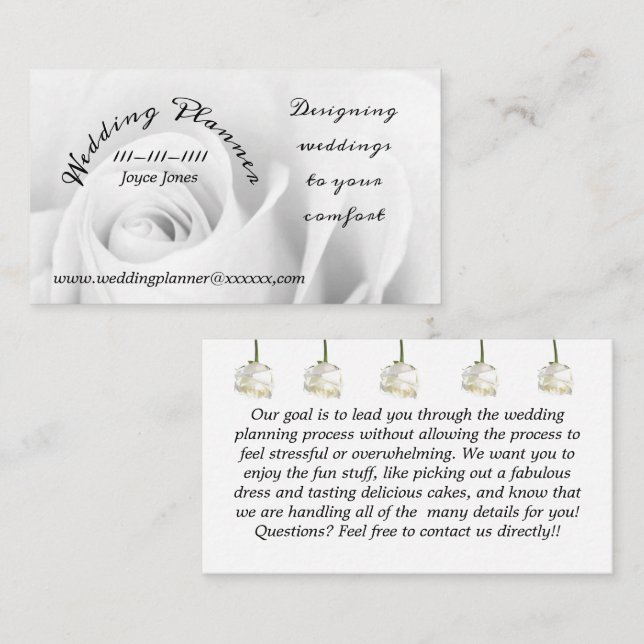 Bröllopsfixaren 3,5 x 2,0-tums Affärskort Visitkort (Fram/baksida)