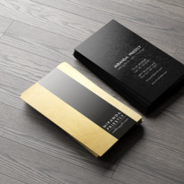 Bröllopsfixaren Black Faux Gold Foil Metall Rand Visitkort