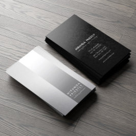 Bröllopsfixaren Black Silver Foil Metall Rand Visitkort