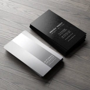 Bröllopsfixaren Black Silver Foil Metall Rand Visitkort
