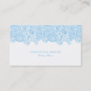 Bröllopsfixaren elegant Blue och White Paisley Visitkort