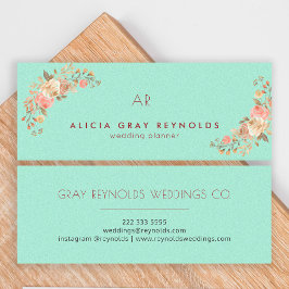 Bröllopsfixaren för Blommigt av monogram-Elegant f Mini Visitkort