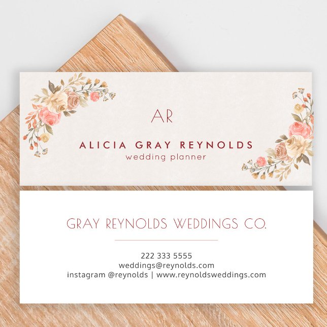 Bröllopsfixaren för Blommigt av vattenfärg i elfte Mini Visitkort (Skapare uppladdad)