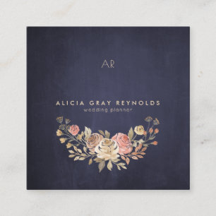 Bröllopsfixaren för Blommigt av vattenfärg i markt Fyrkantigt Visitkort