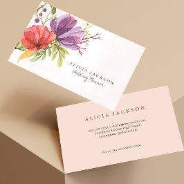 bröllopsfixaren för blommigt röd och lila vattenfä visitkort