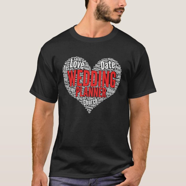 Bröllopsfixaren Heart Shape Ord Cloud T Shirt (Framsida)