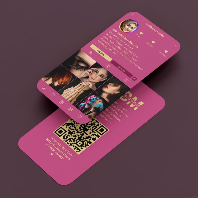 Bröllopsfixaren Instagram Rosa Guld Modern Visitkort (Wedding Planner Instagram Pink Gold Modern Business Card
)