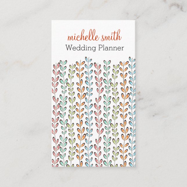Bröllopsfixaren löv av blomster för giftigt pastel visitkort (Framsida)