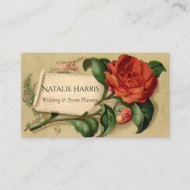 Bröllopsfixaren Vintage Victorian Red Magnolia Visitkort