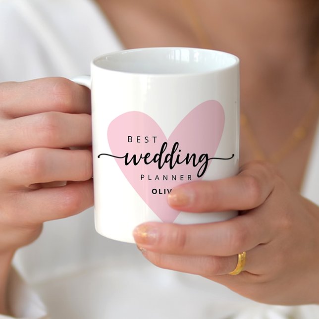 Bröllopsfixarens samordnare kaffemugg (Best Wedding Planner Mug personalized with her name.)