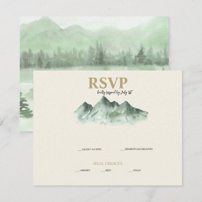 Bröllopsfjäll RSVP OSA Kort (Fram/baksida)