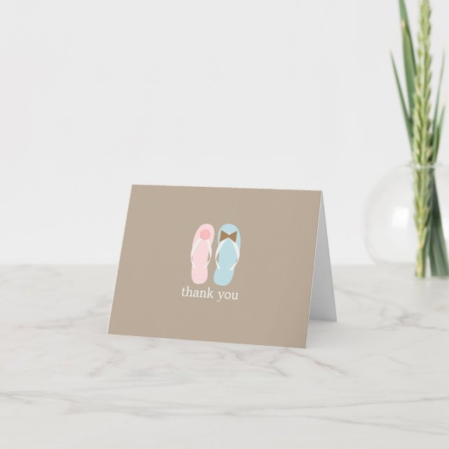 Bröllopsflipflops vikta tack kort (Framsida)