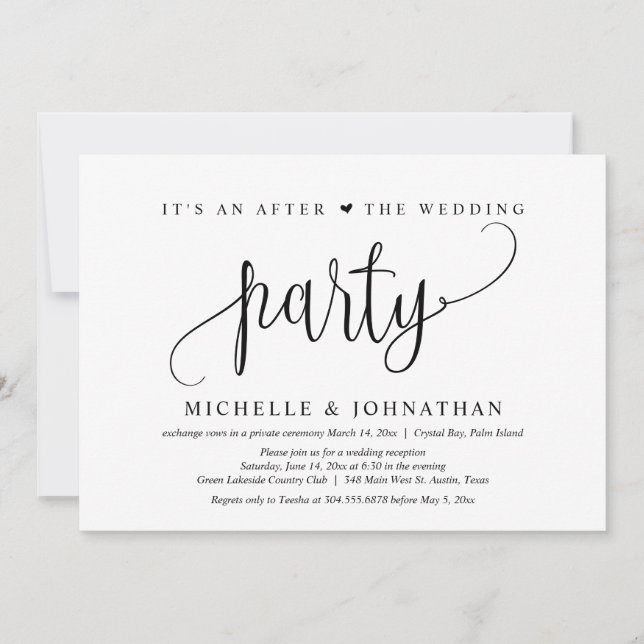 Bröllopsflykt, Det är en efter bröllopsfest Inbjudningar (Framsida)