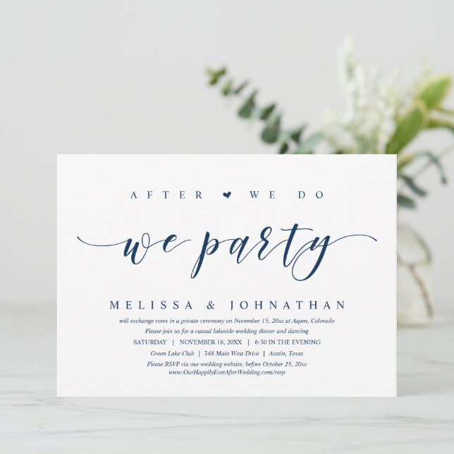 Bröllopsflykt, Efter Vi Gör, Vi Fest Invitation Inbjudningar (Stående Fram)