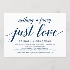 Bröllopsflykt, Elegant Klassisk Marinblå Skrift Inbjudningar