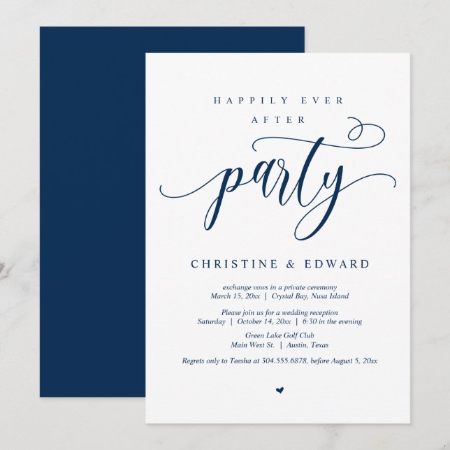 Bröllopsflykt, Glad för Alltid-fest Inbjudningar (Fram/baksida)