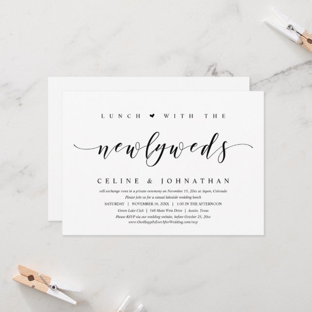 Bröllopsflykt, lunch med nygifta inbjudan (Fram/Back In Situ)