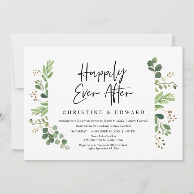 Bröllopsflykt, Lycklig för evigt middag Inbjudningar (Framsida)