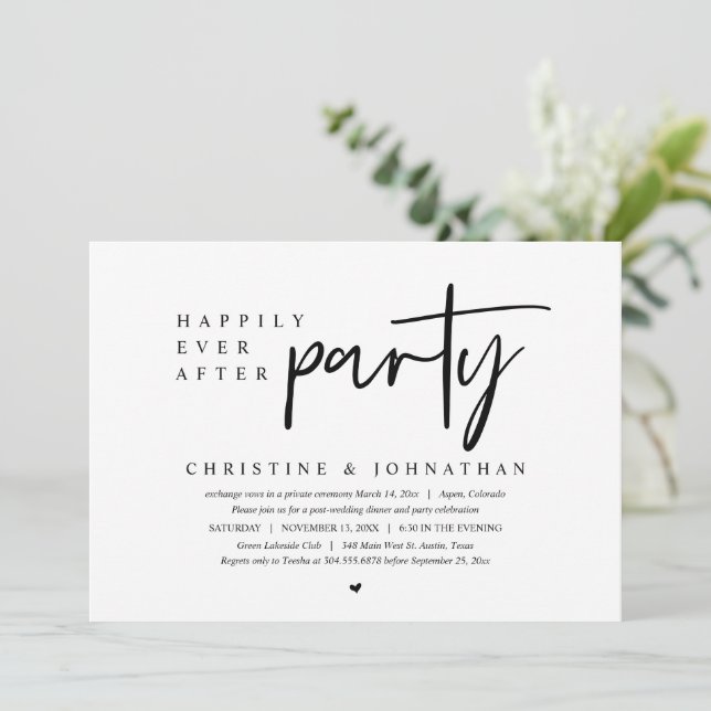 Bröllopsflykt, Lyckliga Alltid Efter-fest Inbjudan (Stående Fram)