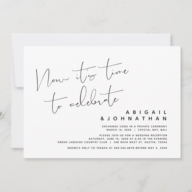 Bröllopsflykt, Nu är det dags att fira Inbjudningar (Framsida)