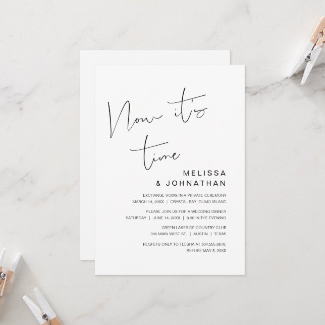 Bröllopsflykt, Nu är det dags  Inbjudningar (Fram/Back In Situ)