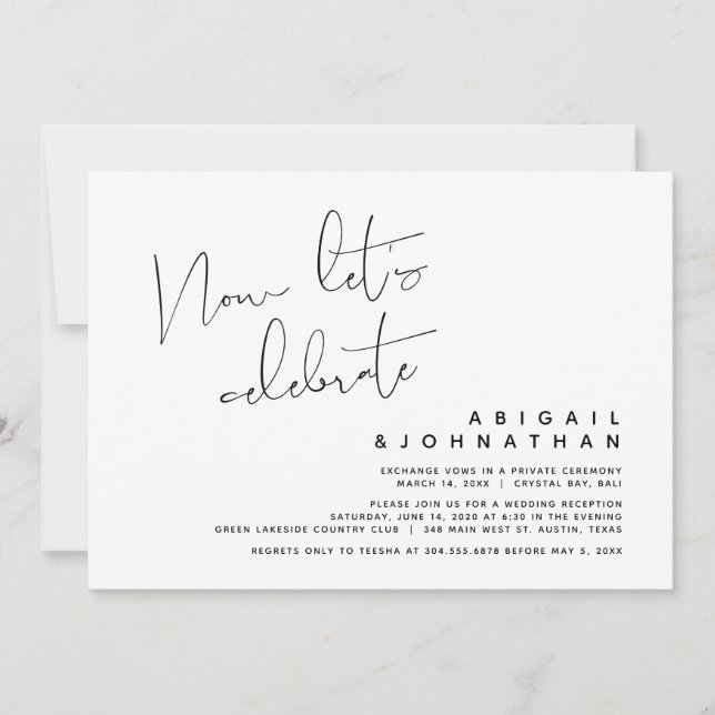 Bröllopsflykt, Nu låt oss fira Inbjudningar (Framsida)