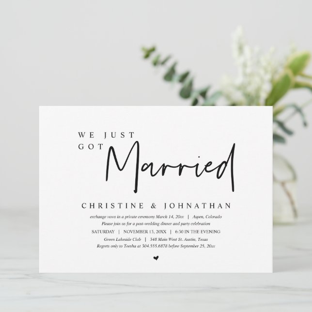 Bröllopsflykt, Vi har gift oss Inbjudningar (Stående Fram)